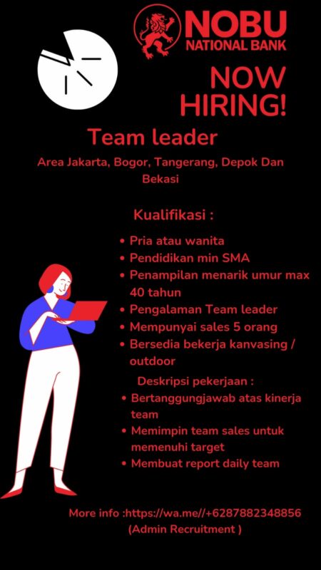 Lowongan Kerja Spg Spb Bank Nobu Team Leader Bank Nobu Spg Spb