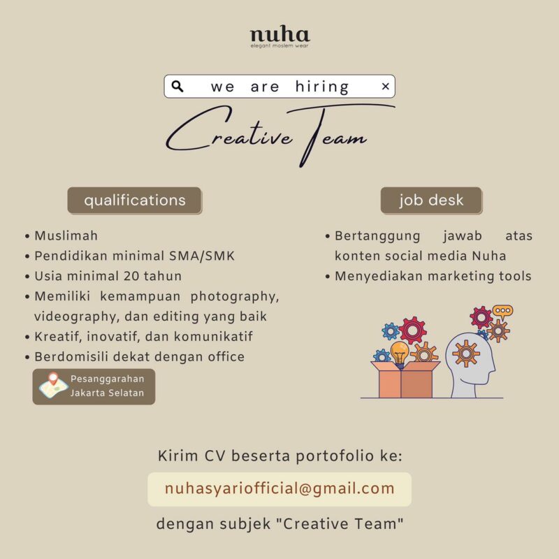 Lowongan Kerja Creative Team Di Nuha Syari Jakartakerja