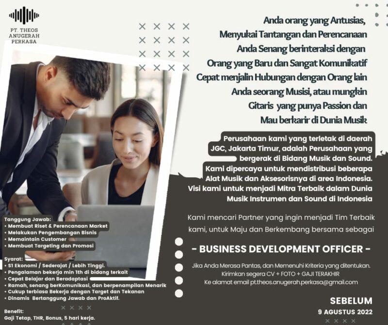 Lowongan Kerja Business Development Officer Di Pt Theos Anugerah