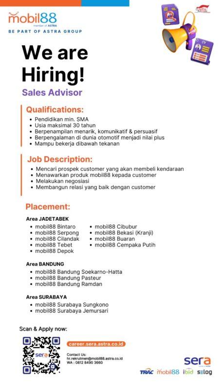 Lowongan Kerja Sales Advisor Di Mobil Jakartakerja