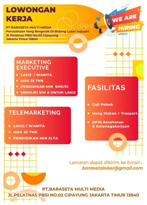 Lowongan Kerja Marketing Executive Telemarketing Di Pt Baraseta