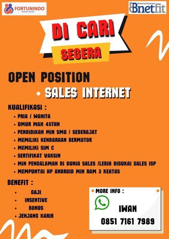 Lowongan Kerja Sales Internet BNETFIT Di PT Fortunindo Buana Sukses