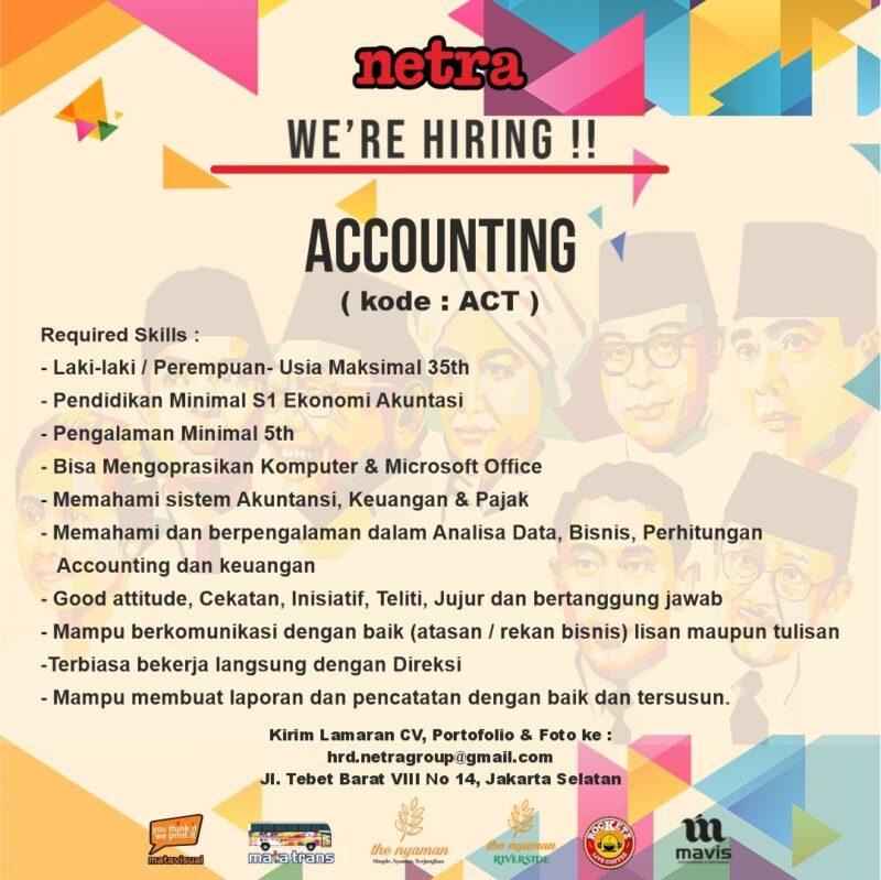 Lowongan Kerja Staff Khusus Accounting Di Netra Group Jakartakerja