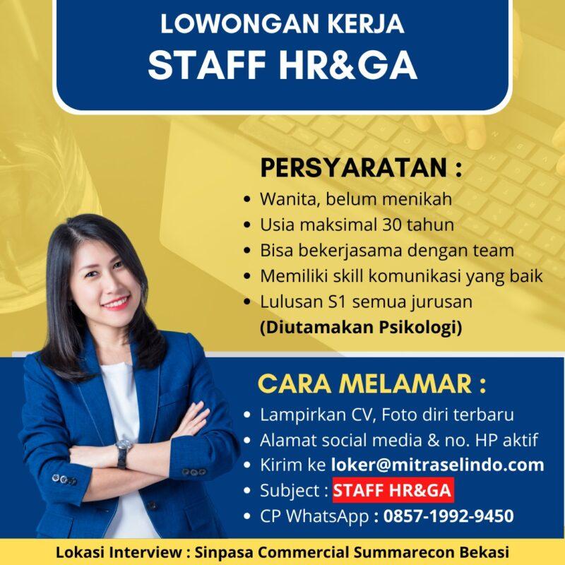 Lowongan Kerja Staff HR GA Staff MP Sosmed Di PT Mitra Selindo