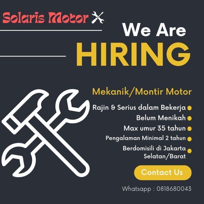 Lowongan Kerja Montir Di Solaris Motor JakartaKerja