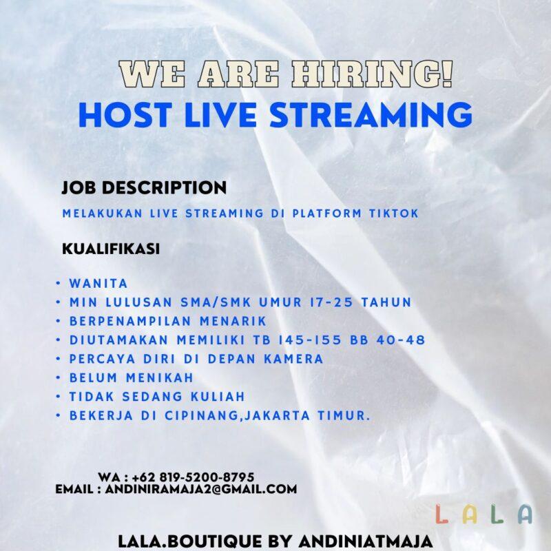 Lowongan Kerja Host Live Streaming Di Lala Boutique JakartaKerja