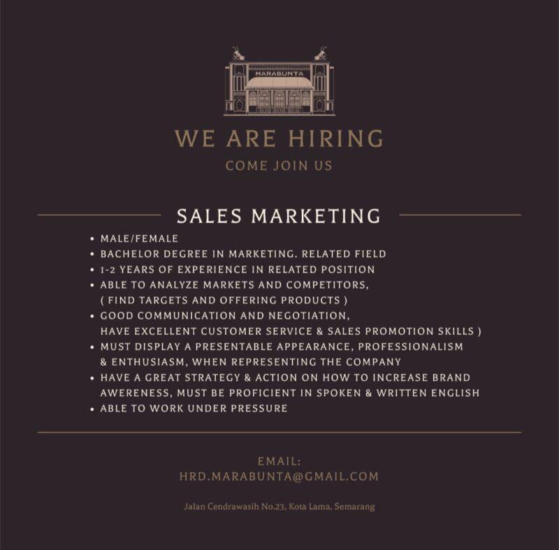 Lowongan Kerja Sales Marketing Host SPV Cook Building