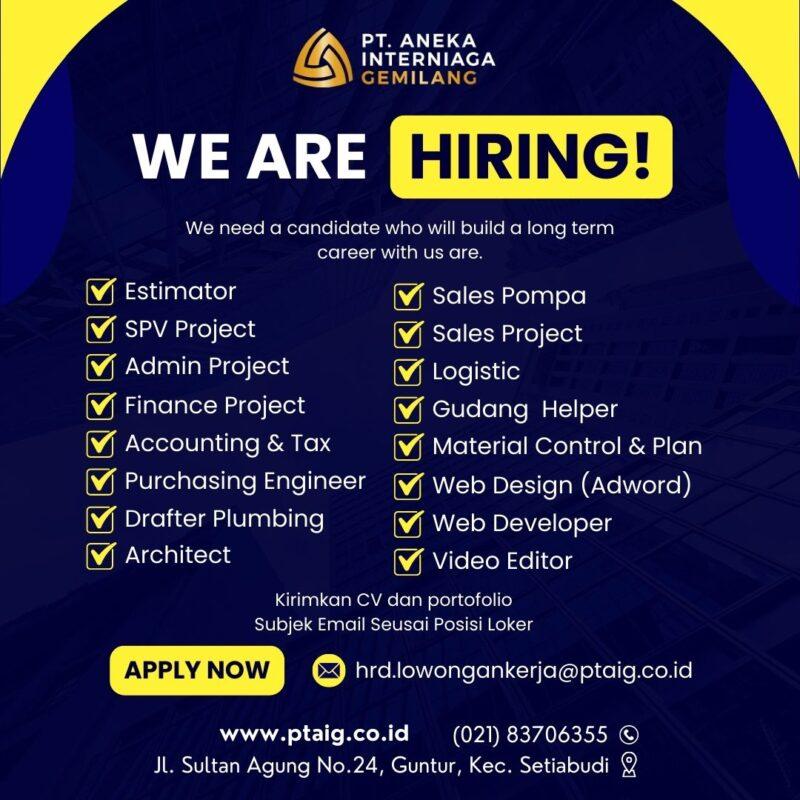 Lowongan Kerja Estimator SPV Project Admin Project Finance