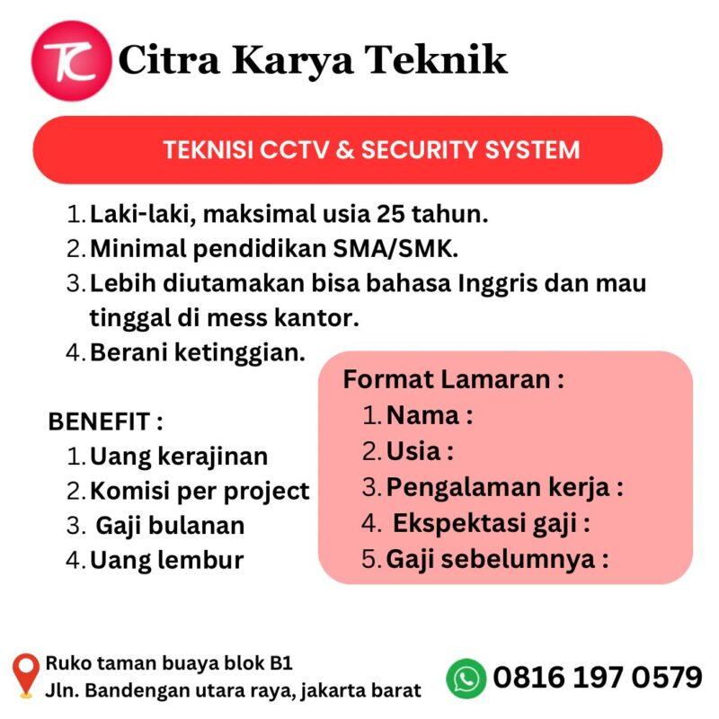 Lowongan Kerja Teknisi Cctv Security System Di Citra Karya Teknik