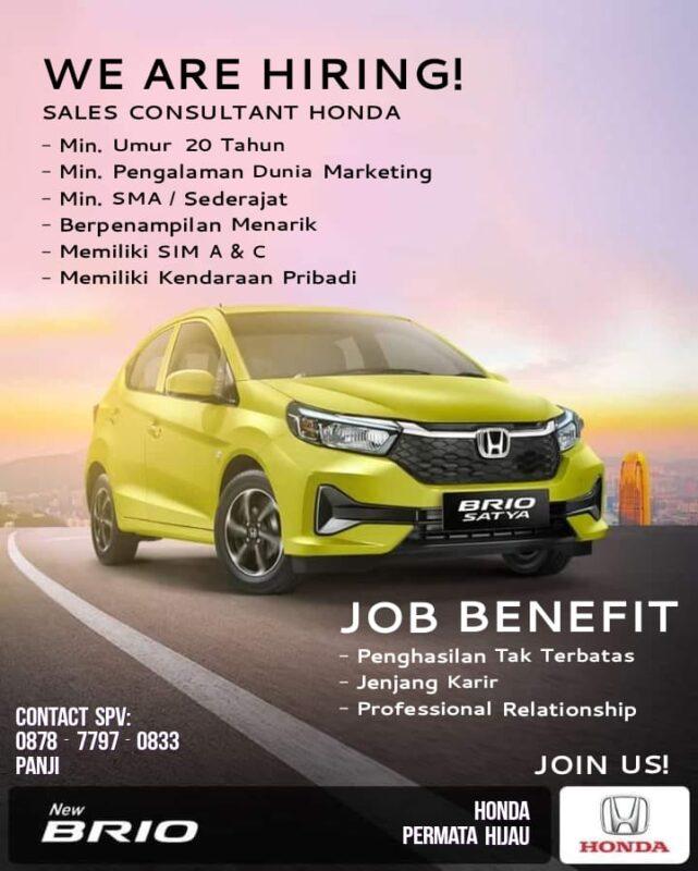 Lowongan Kerja Sales Consultant Honda Di Pt Permata Hijau Automegah