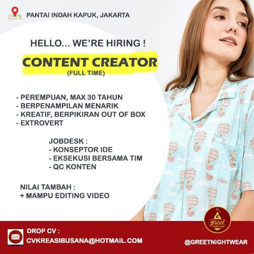 Lowongan Kerja Content Creator Di Cv Kreasi Busana Jakartakerja