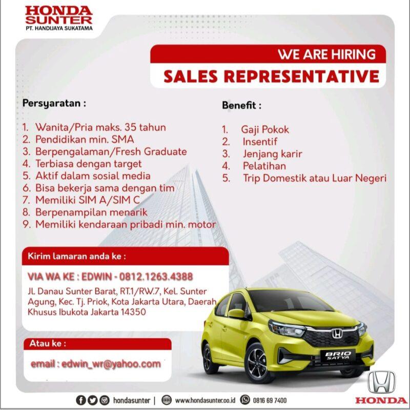 Lowongan Kerja Sales Representative Di PT Handijaya Sukatama