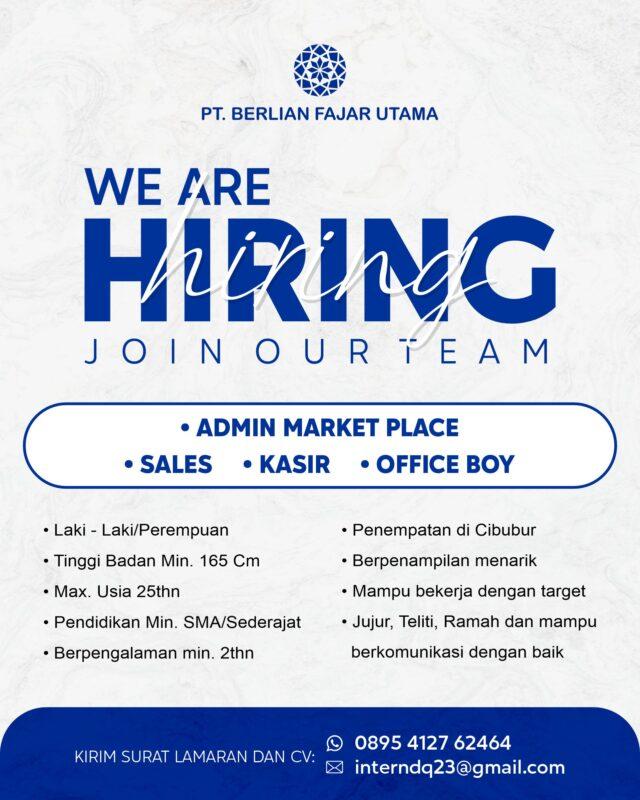 Lowongan Kerja Admin Marketplace Sales Kasir Office Boy Di Pt