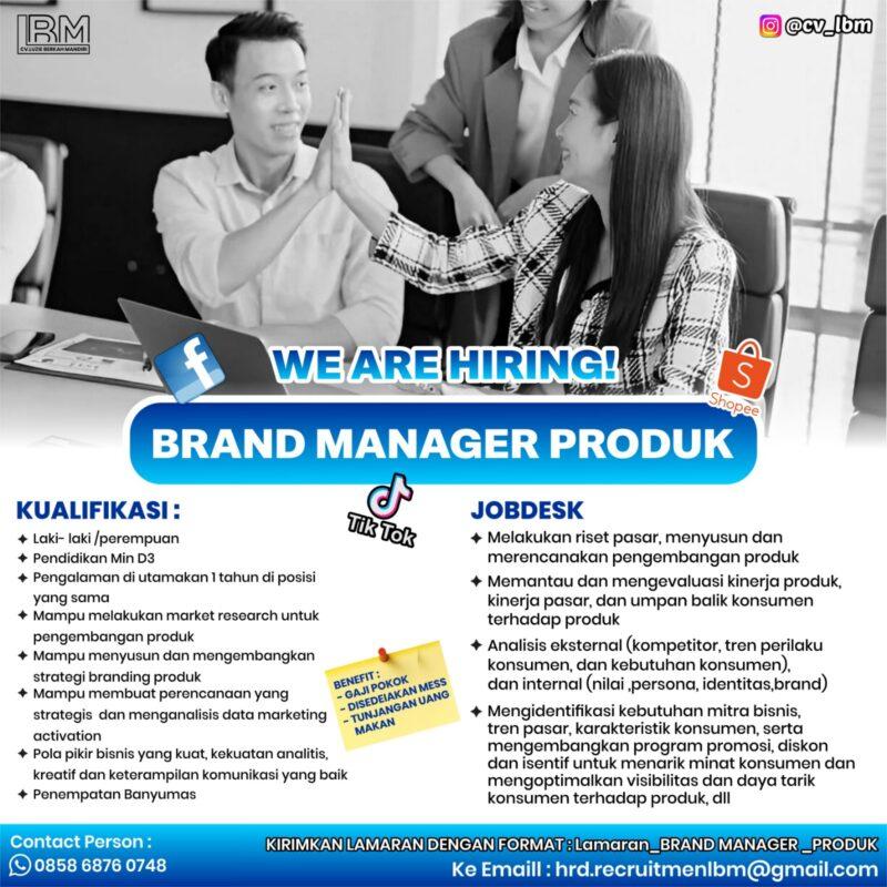 Lowongan Kerja Brang Manager Produk Content Creator Advertiser