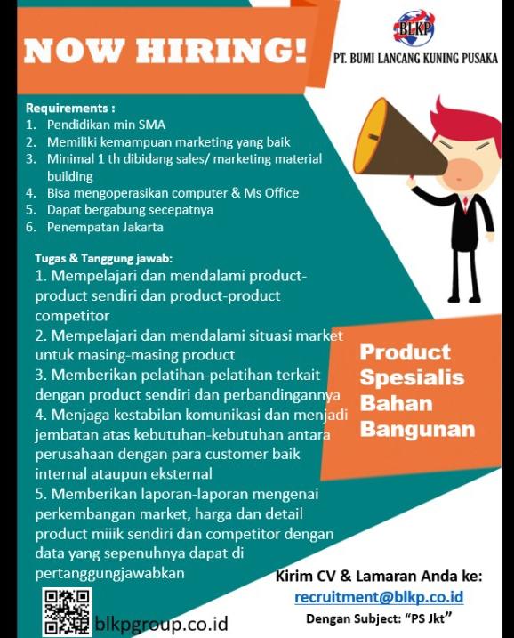 Lowongan Kerja Produk Spesialis Bahan Bangunan di PT. Bumi Lancang ...