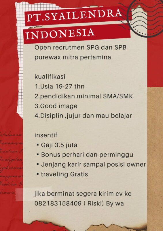 Lowongan Kerja SPB - SPG Di PT. Syailendra Indonesia - JakartaKerja