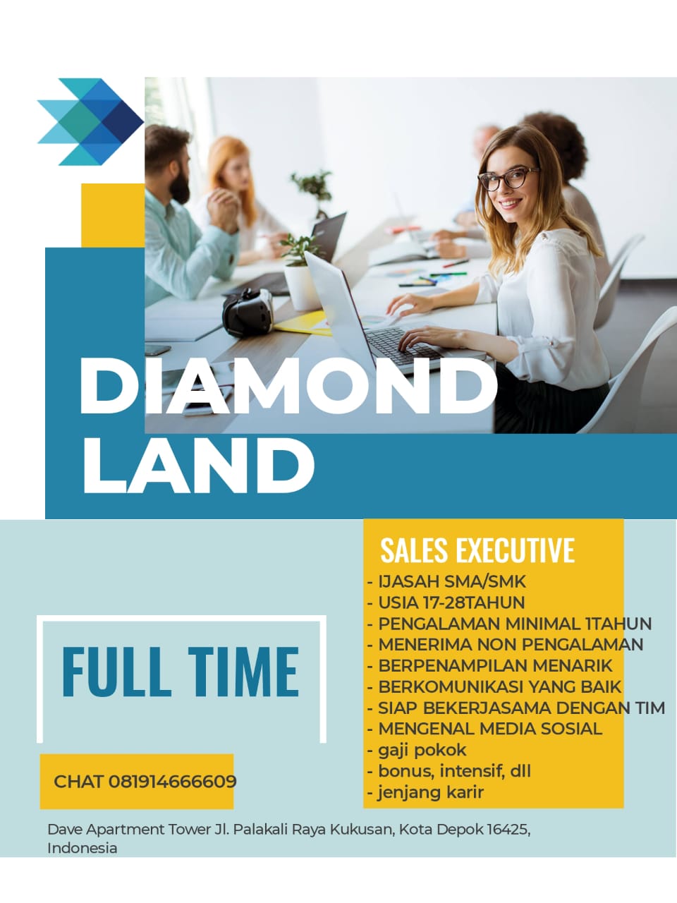 Lowongan Kerja Sales Executive Di Diamond Land - JakartaKerja