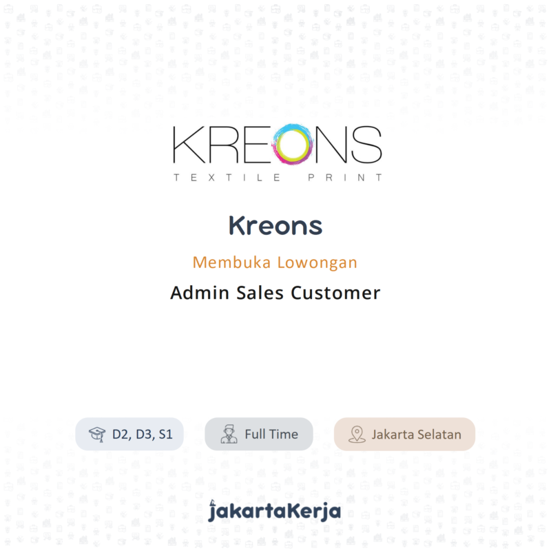 Lowongan Kerja admin sales di kreons 8