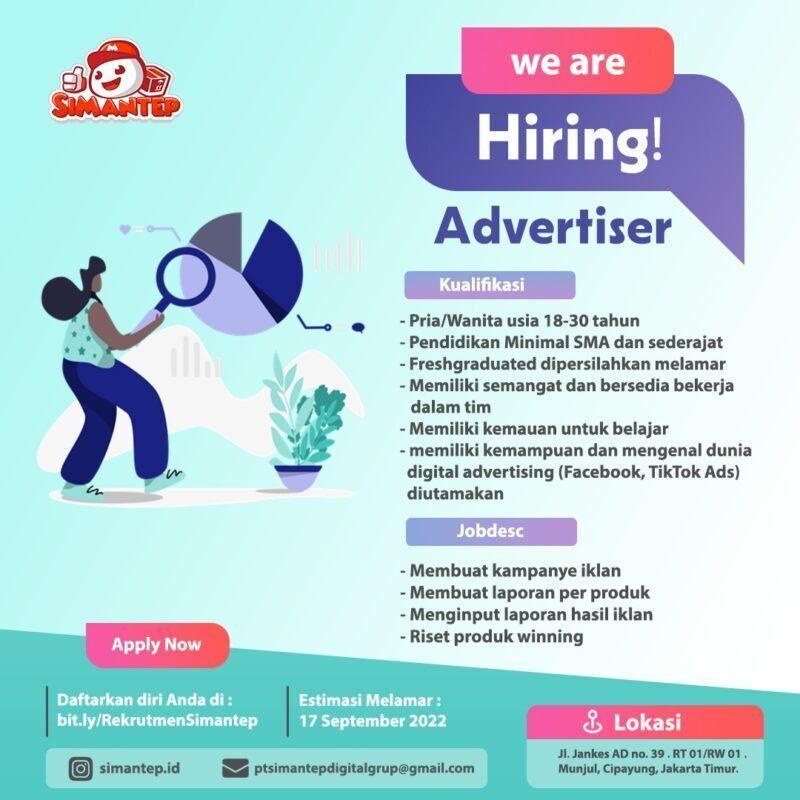 Lowongan Kerja Advertiser Di Pt. Simantep Digital Grup - Jakartakerja