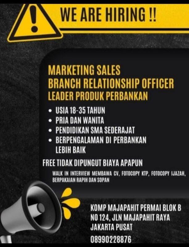 Lowongan Kerja Marketing Produk Perbankan di PT Pelangi Fortuna Global