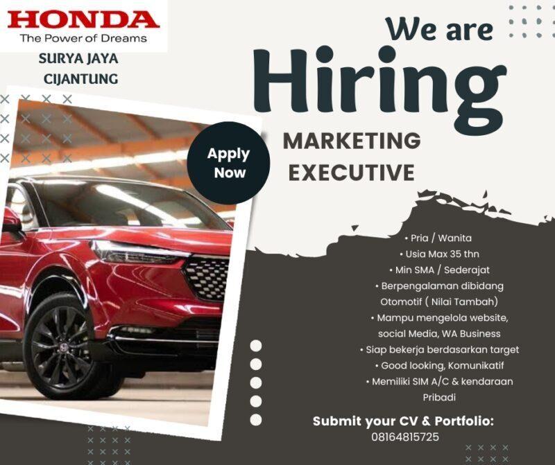 Lowongan Kerja Marketing Executive Honda Di Honda Mobil Surya Jaya ...