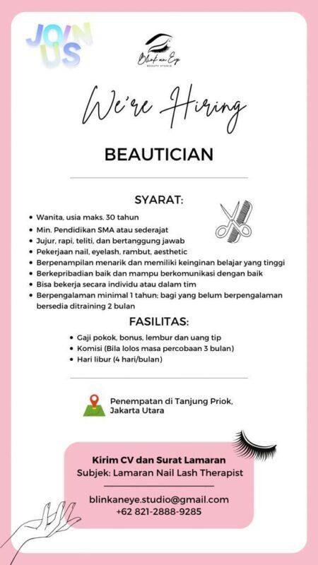 Lowongan Kerja Beautician Di Blink An Eye Beauty Studio - JakartaKerja