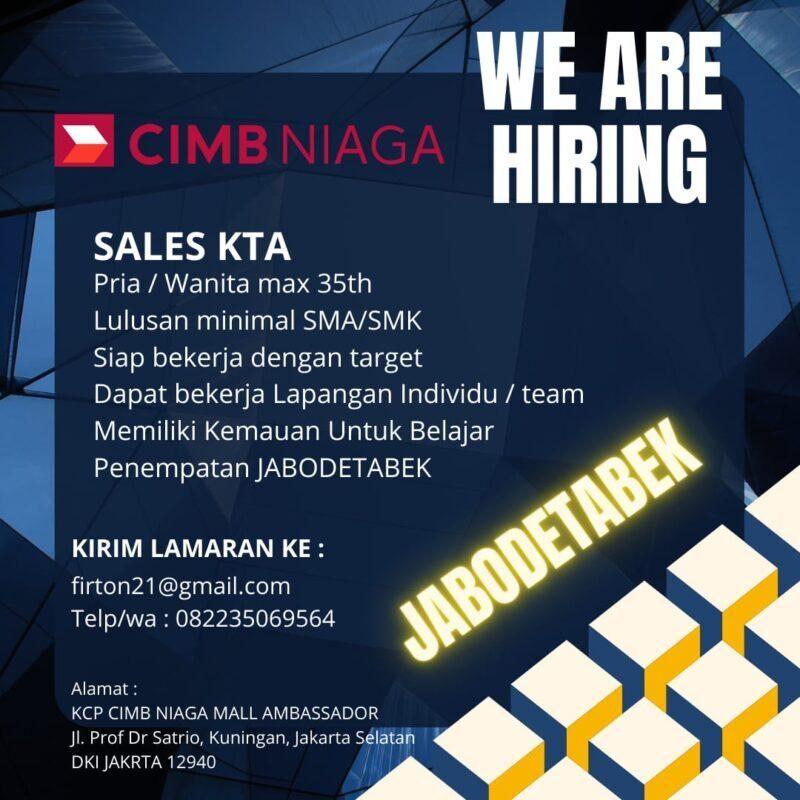 Lowongan Kerja Sales Eksekutif Di KCP Cimb Niaga Mall Ambassador ...