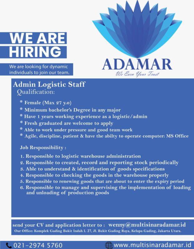 Lowongan Kerja Admin Logistic Staff Di Pt Multi Sinar Adamar