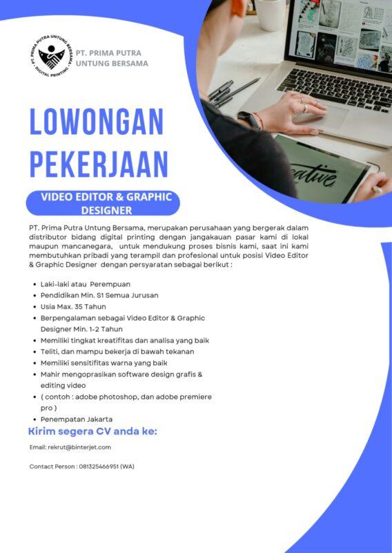 Lowongan Kerja Video Editor Graphic Designer Promotor Teknisi Helper Jakarta Di Pt