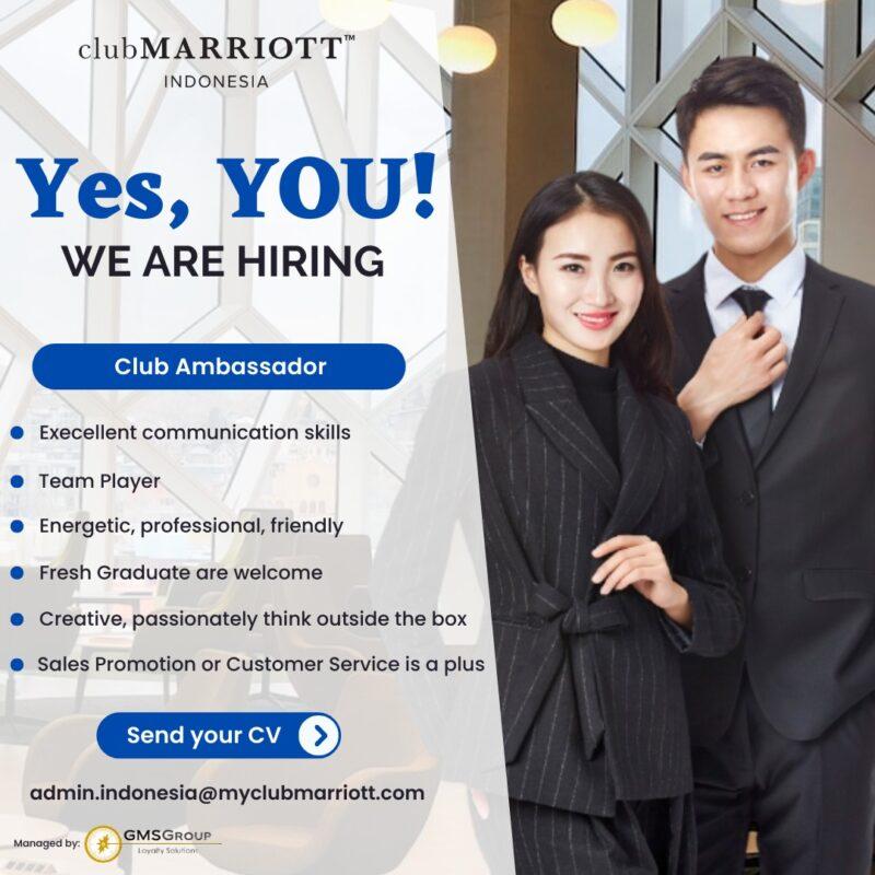 Lowongan Kerja Club Ambassador Di Club Marriott Indonesia - JakartaKerja