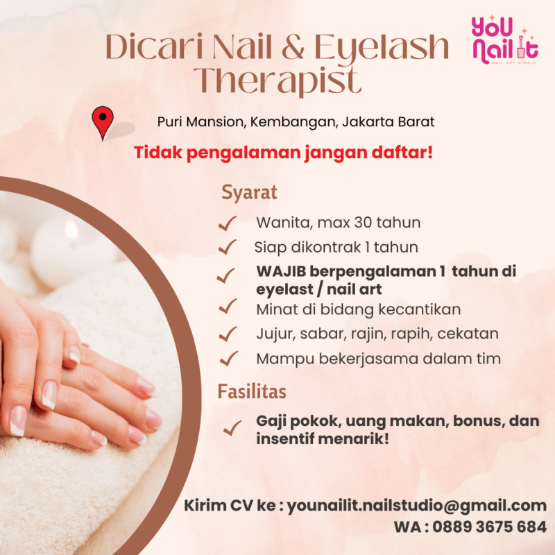 Lowongan Kerja Nailist Eyelash Extension Waxing di You Nail It