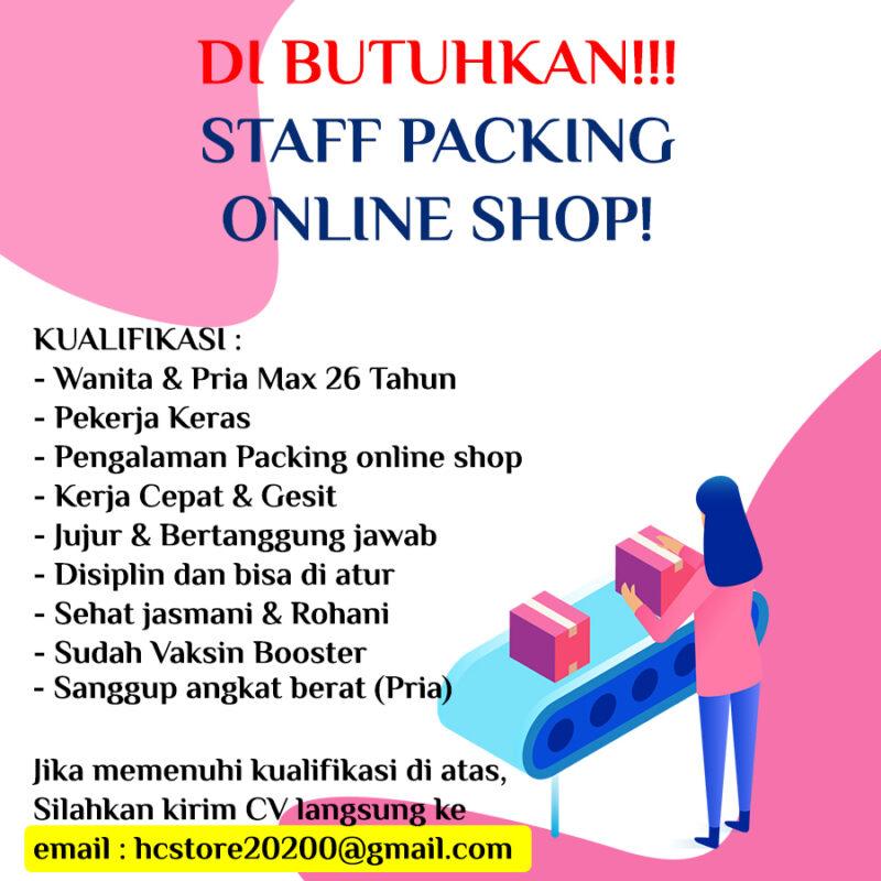 Di Butuhkan Packer Packing Online shop Berpengalaman - Lowongan - 908478640