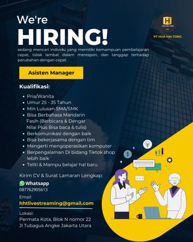 Lowongan Kerja Asisten Manager - Customer Service - Support Host Live ...