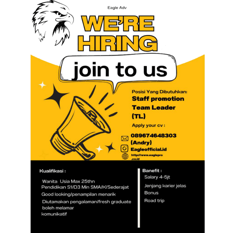 Lowongan Kerja Staff Promotion Team Leader Tl Di Eagle Advertising