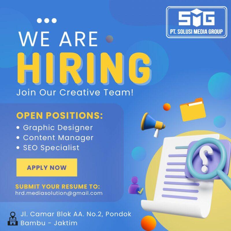 Lowongan Kerja Graphic Designer Content Manager Seo Specialist Di Pt Solusi Media Group 4071