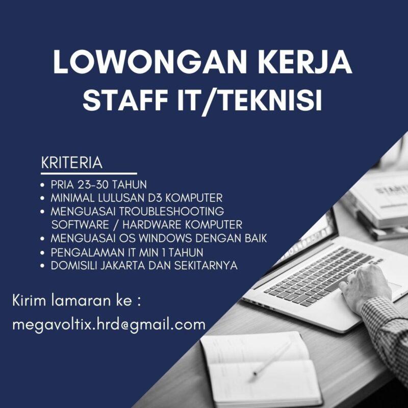 Lowongan Kerja Staff It Teknisi Di Cv Mega Voltix Indonesia Jakartakerja