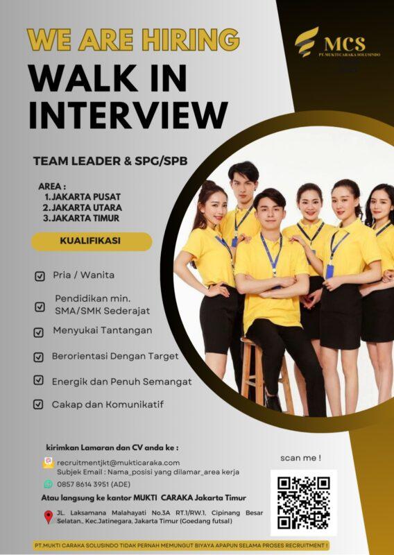 Lowongan Kerja Team Leader Spg Spb Di Pt Mukti Caraka Solusindo