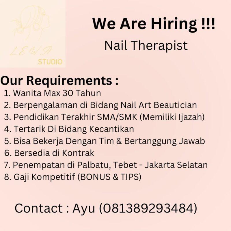 Lowongan Kerja nail therapist freelance di lewa studio