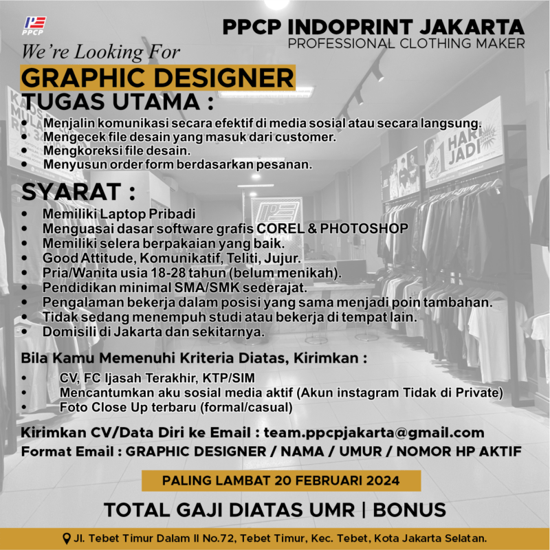 Lowongan Kerja customer service graphic designer di ppcp indoprint jakarta