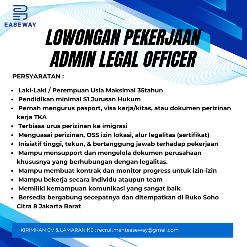 Lowongan Kerja admin pajak hrd di pt easeway consultant invesment indonesia